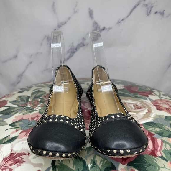 BLACK Saks Fifth Avenue | Black Polka Dot Ballet Flats | Sz 7 - Picture 2 of 14